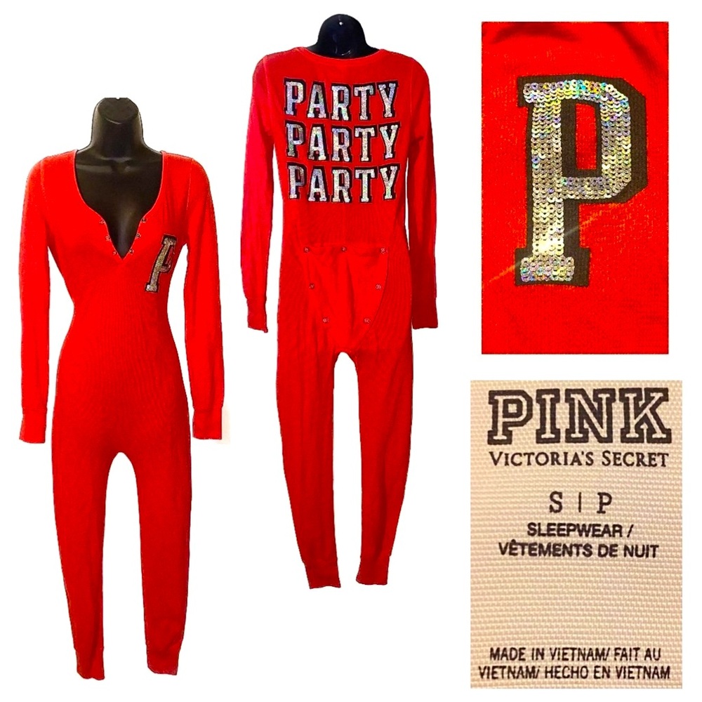 Pink Victoria’s Secret party party party onesie Size Small